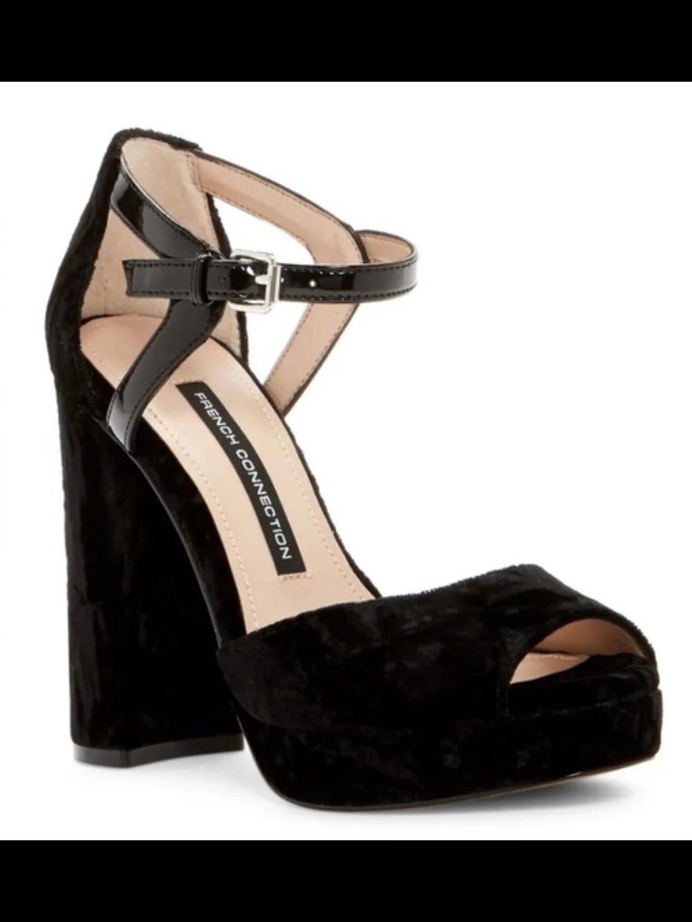 French Connection  Velvet Platform Block Heel Sandals